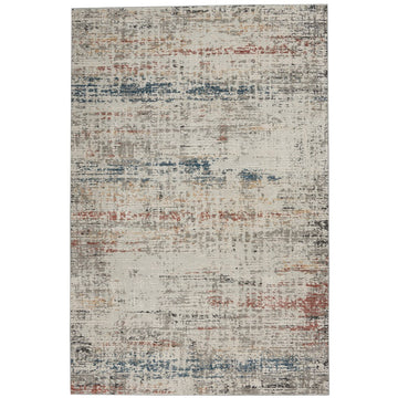 Rustic Textures RUS14 Modern Abstract Distressed Shimmer Carved Hi-Low Textured Durable Polyblend Short-Pile Light Grey/Beige/Ivory/Rust/Blue/Multicolour Rug-Nourison-Rug Love - The Most Loved Rug Store
